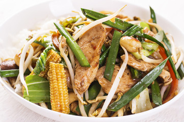 Hähnchen mit Gemüse aus dem Wok