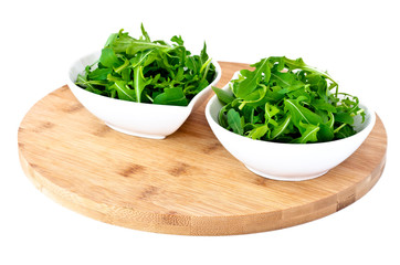 bowl of fresh green, natural arugula