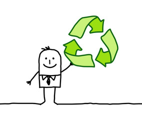 businessman & recycling sign 