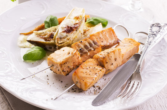 Lachs Schaschlik