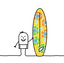 man & surfboard