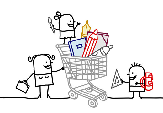 shopping cart & school supplies