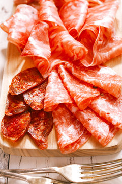 Platter of serrano jamon Cured Meat a