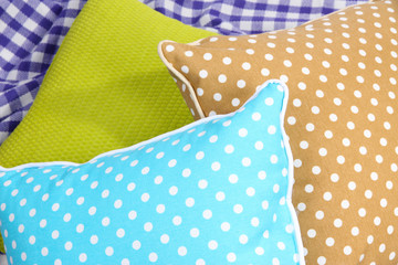 Three various pillows close-up