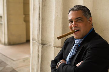 Handsome cigar smoker
