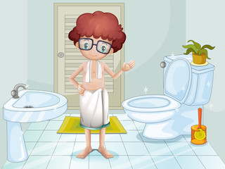 A boy in the bathroom