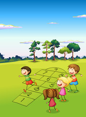 Obraz na płótnie Canvas Children playing in the field