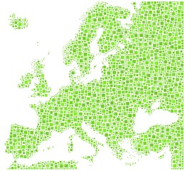 Fototapeta na wymiar Decorative map of Europe in a mosaic of green squares