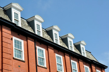 Fototapeta na wymiar Roof Windows In Old Building