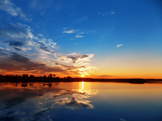 Beautiful sunset on the pond