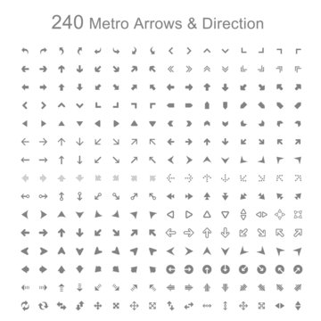 Mono color Metro arrows and direction vector illustration