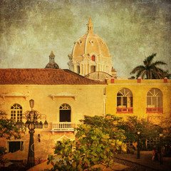 Vintage image of Cartagena, Colombia.