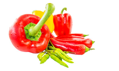 A group of Bell Pepper, Red Chili and Thai Chili