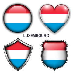 Luxembourg flag icons, vector buttons.