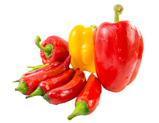 A group of Bell Pepper, Red Chili and Thai Chili
