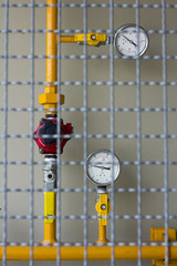 Pressure gauge on gas pipeline.