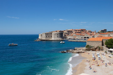 Fototapeta na wymiar view of the beach in old Dubrovnik
