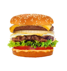 Big tasty cheeseburger isolated on white background