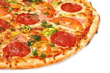 Pizza with sausage and cheese