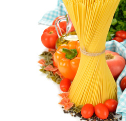 Vegetables and uncooked pasta