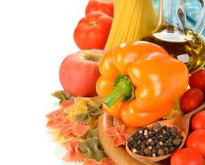 Vegetables and uncooked pasta