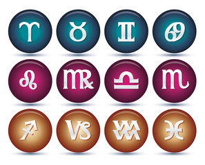 Set of zodiac signs, vector
