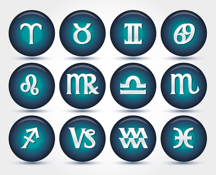 Set of zodiac signs, vector