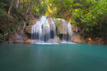 Fototapeta na wymiar Erawan Waterfall at Kanchanaburi, Thailand
