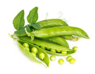 Fresh green peas in the pod