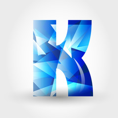 blue crystalline letter K
