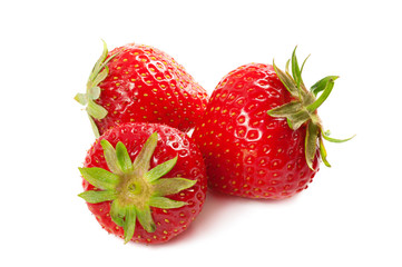 Three strawberry isolated on a white