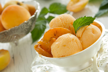 Homemade apricot ice cream.