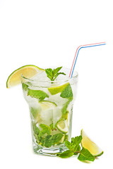 Fresh mojito cocktail isolated on white