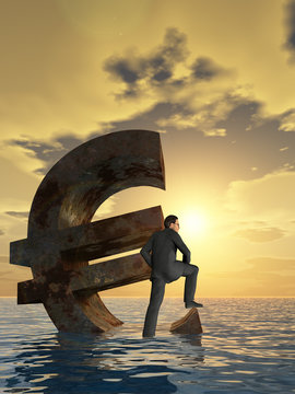Conceptual Euro crisis with a busines man