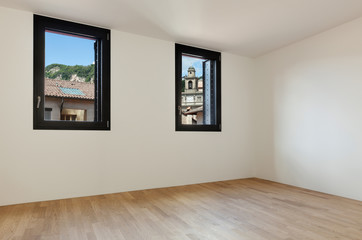 modern house interior, room with two windows
