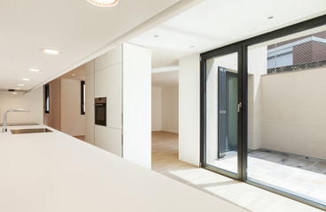 interior new house, modern white kitchen