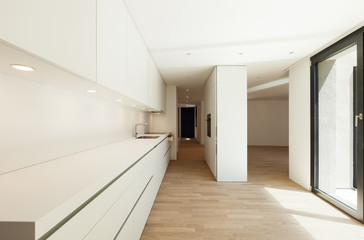 interior new house, modern white kitchen
