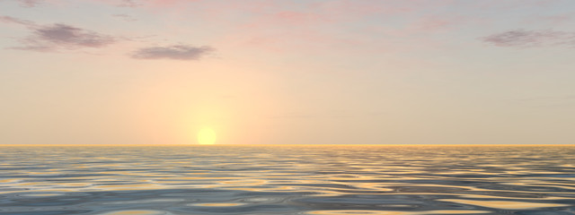 Fototapeta premium Sea water landscape with sunset sky