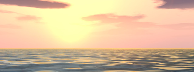 Obraz premium Sea water landscape with sunset sky