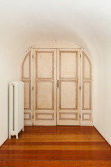 interior.door of ancient building, front view