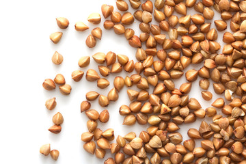 a little pile of buckwheat isolated on white