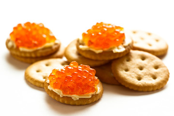 red caviar on a cracker