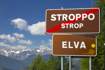 cartello stradale Stroppo Elva