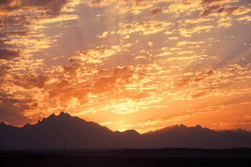 Sunset in Desert - Sahara Rocky Mountains