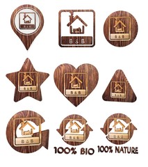 bed and breakfast icon set of wooden 3d buttons