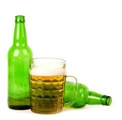 Beer bottle and glass of beer