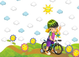 Obraz na płótnie Canvas The child on the bicycle