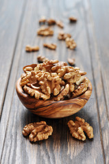 walnuts in a wooden bowl