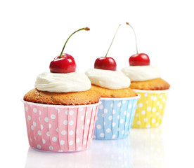 Cupcakes  with fresh cherry