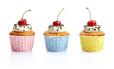 Cupcakes  with fresh cherry